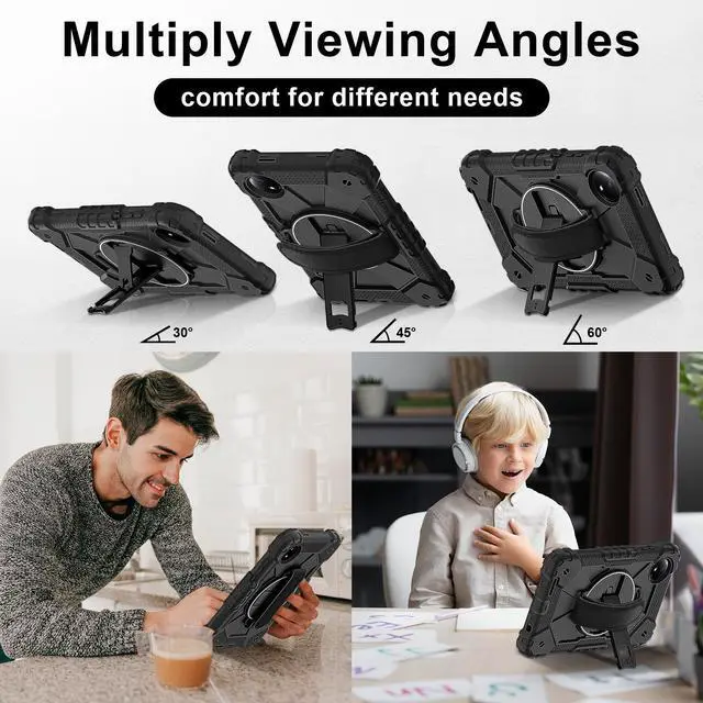 Alt view image 4 of 7 - WERLEO Case for Xiaomi Redmi Pad SE 8.7 inch 2024 with Rotating Stand Pencil Holder Hand/Shoulder Strap, Heavy Duty Shockproof Protective Cover