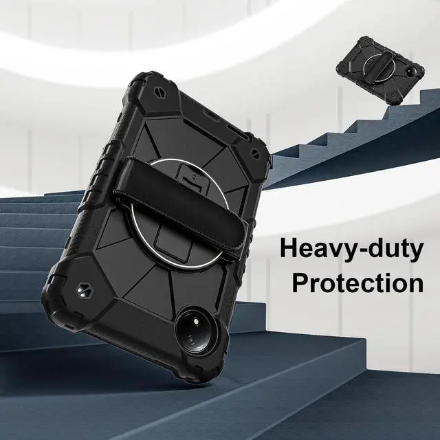 Alt view image 3 of 7 - WERLEO Case for Xiaomi Redmi Pad SE 8.7 inch 2024 with Rotating Stand Pencil Holder Hand/Shoulder Strap, Heavy Duty Shockproof Protective Cover