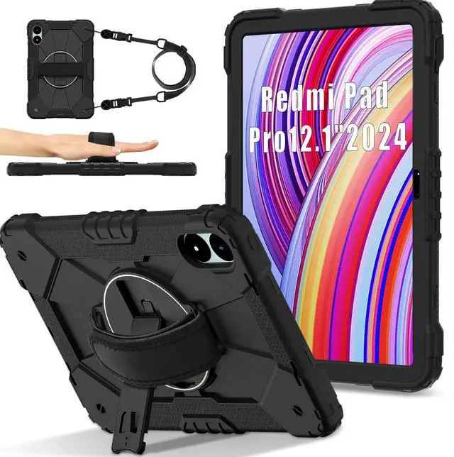 Main image of WERLEO Case for Xiaomi Redmi Pad Pro 12.1 inch / Xiaomi Poco Pad 12.1 inch 2024 with Rotating Stand Pencil Holder Hand/Shoulder Strap, Heavy Duty Shockproof Protective Cover