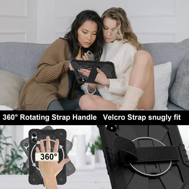 Alt view image 3 of 7 - WERLEO Case for Xiaomi Redmi Pad Pro 12.1 inch / Xiaomi Poco Pad 12.1 inch 2024 with Rotating Stand Pencil Holder Hand/Shoulder Strap, Heavy Duty Shockproof Protective Cover