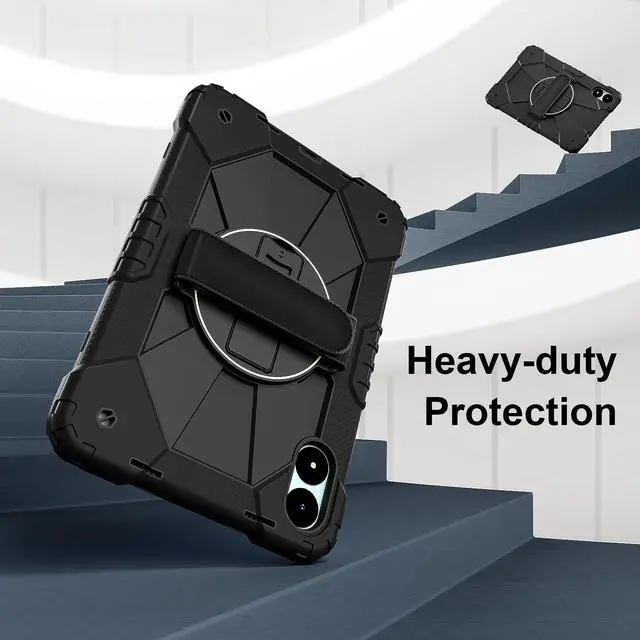 Alt view image 2 of 7 - WERLEO Case for Xiaomi Redmi Pad Pro 12.1 inch / Xiaomi Poco Pad 12.1 inch 2024 with Rotating Stand Pencil Holder Hand/Shoulder Strap, Heavy Duty Shockproof Protective Cover