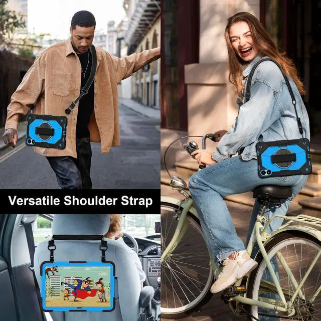 Alt view image 6 of 7 - WERLEO Case for Xiaomi Redmi Pad Pro 12.1 inch / Xiaomi Poco Pad 12.1 inch 2024 with Rotating Stand Pencil Holder Hand/Shoulder Strap, Heavy Duty Shockproof Protective Cover Blue