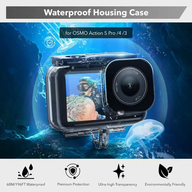 Alt view image 2 of 7 - WERLEO Waterproof Case for DJI Action 5 Pro/Action 4/3, Protective Diving Housing, Floating Handle, Head Strap, Storage Carrying Case for DJI Osmo Action Diving Accessories
