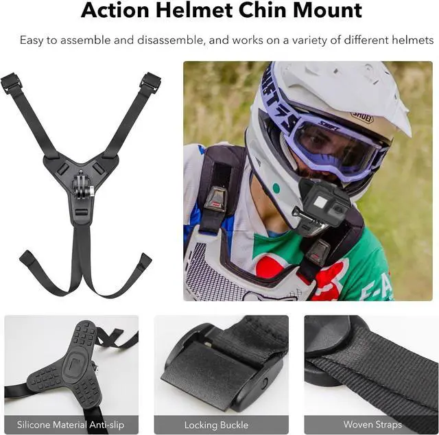 Alt view image 3 of 7 - WERLEO Accessories for DJI OSMO 360 / Action 5 Pro/Action 4/3, Chest Mount Harness + Helmet Chin Mount + Super Clamp + 360°Rotating Wrist Strap + Adhesive Buckle Sticky Mounts for Insta360 X5/X4/X3