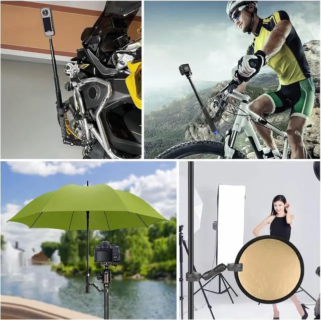 Alt view image 4 of 7 - WERLEO Double Mount Clamp for Action Camera, Super Clamp Adapter Double Head Multifunction Holder for Motorcycle, Photography Light Fixture Bracket,Umbrella,Selfie Stick,Reflector