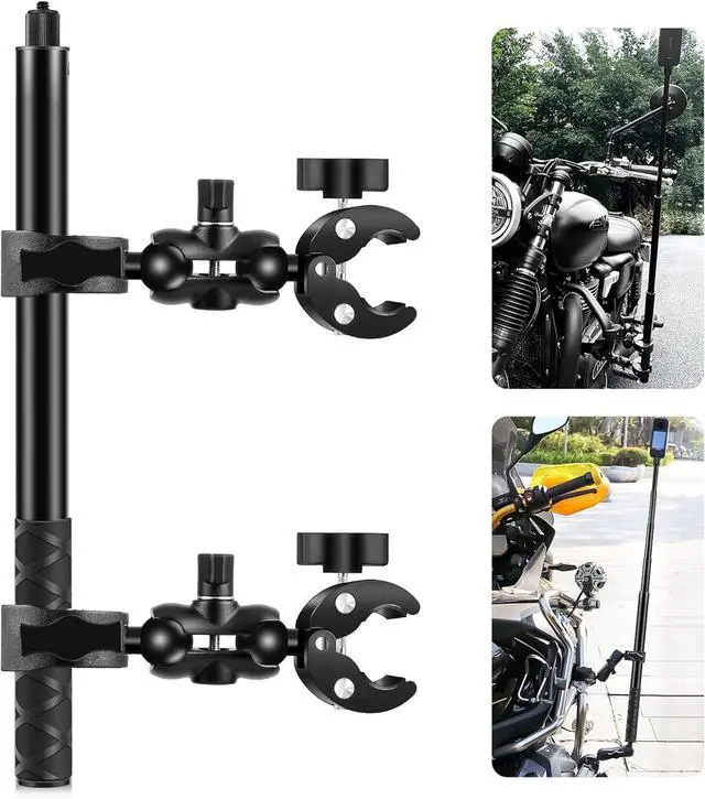 Main image of WERLEO Motorcycle Bike Handlebar Double clamp Mount with 59" Invisible Selfie Stick for insta360 X4/X3/X2/XONE/GO2/3 Action Camera