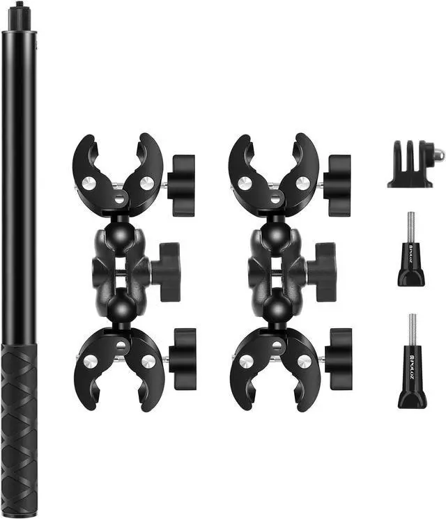 Alt view image 7 of 7 - WERLEO Motorcycle Bike Handlebar Double clamp Mount with 59" Invisible Selfie Stick for insta360 X4/X3/X2/XONE/GO2/3 Action Camera