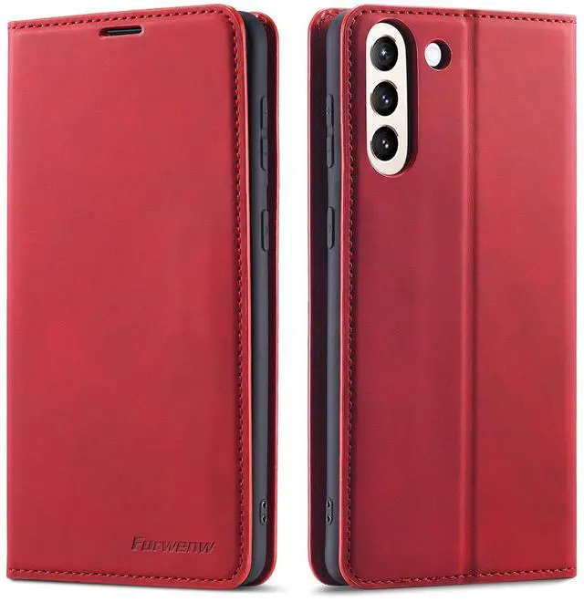 Main image of WERLEO Case for Samsung Galaxy A56 5G 2025 Premium PU Leather Phone Cover with Card Holder Stand, Shockproof Flip Wallet Cover Red