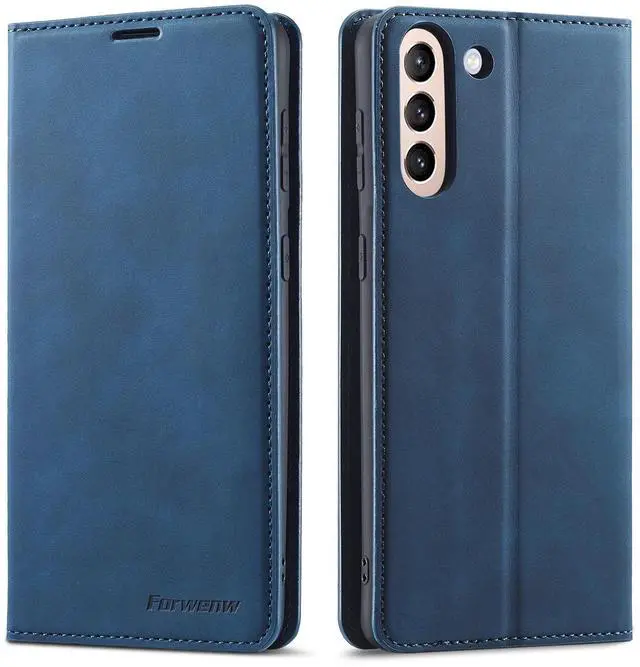 Main image of WERLEO Case for Samsung Galaxy A17 5G Premium PU Leather Phone Cover with Card Holder Stand, Shockproof Flip Wallet Cover Blue