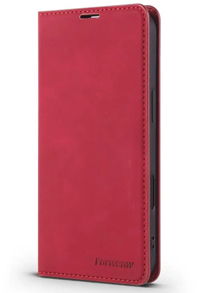 Alt view image 4 of 7 - WERLEO Case for iPhone Air Premium PU Leather Phone Cover with Card Holder Stand, Shockproof Flip Wallet Cover Red