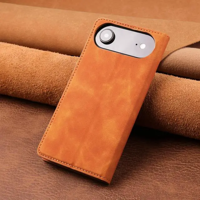 Alt view image 7 of 7 - WERLEO Case for iPhone Air Premium PU Leather Phone Cover with Card Holder Stand, Shockproof Flip Wallet Cover Borwn