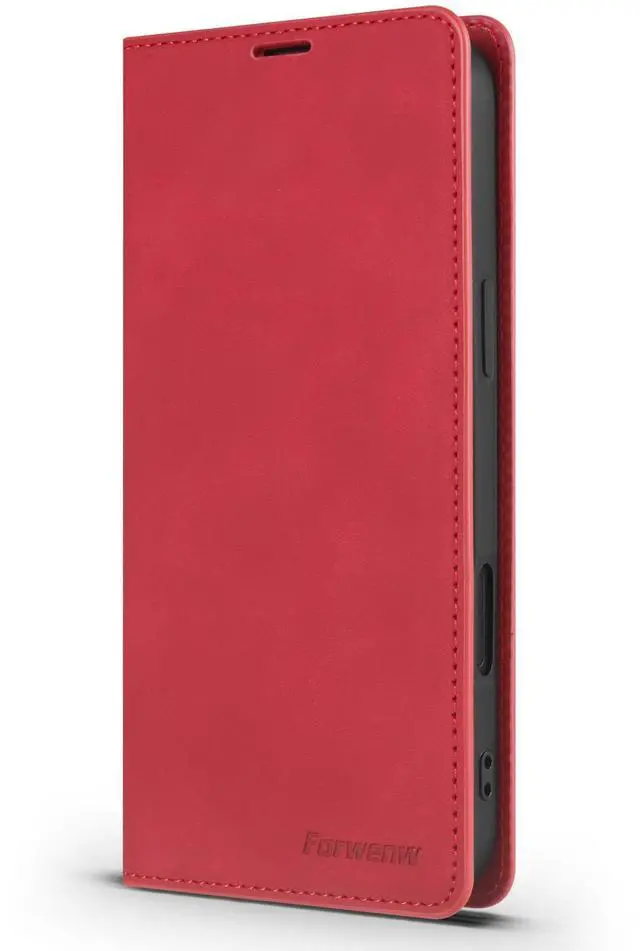 Alt view image 4 of 7 - WERLEO Case for iPhone 17 Premium PU Leather Phone Cover with Card Holder Stand, Shockproof Flip Wallet Cover Red