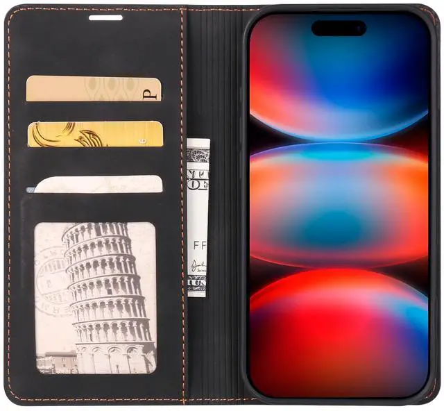 Alt view image 2 of 7 - WERLEO Case for iPhone 17 Pro Max Premium PU Leather Phone Cover with Card Holder Stand, Shockproof Flip Wallet Cover