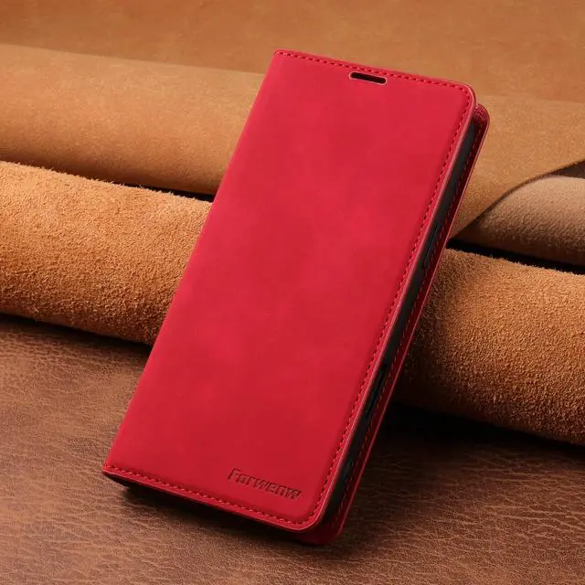 Alt view image 6 of 7 - WERLEO Case for iPhone 17 Pro Max Premium PU Leather Phone Cover with Card Holder Stand, Shockproof Flip Wallet Cover Red