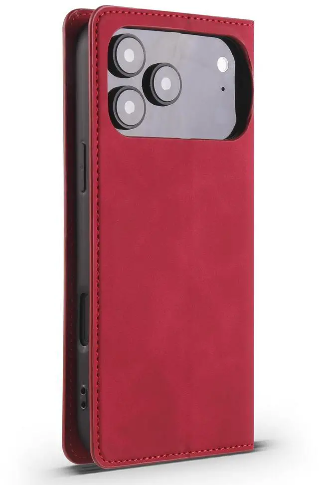Alt view image 5 of 7 - WERLEO Case for iPhone 17 Pro Premium PU Leather Phone Cover with Card Holder Stand, Shockproof Flip Wallet Cover Red