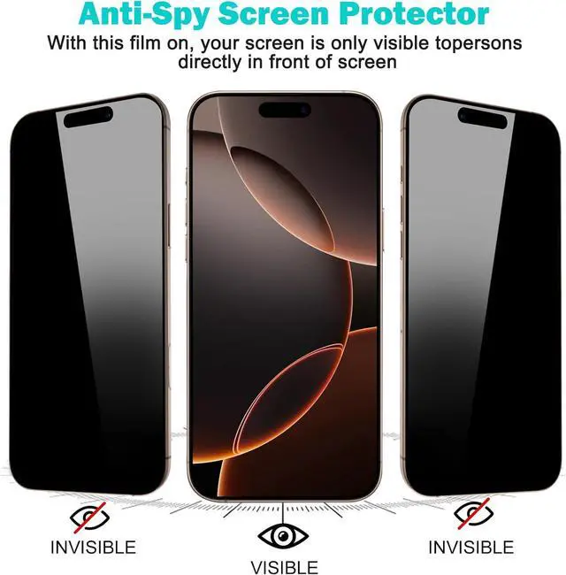 Alt view image 5 of 7 - WERLEO [3+3 Pack] for iPhone 17 Privacy Screen Protector with Camera Lens Protector Full Coverage Anti-Spy Tempered Glass Film 9H Hardness Easy Installation Bubble Free [6.3 inch]