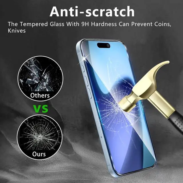 Alt view image 3 of 7 - WERLEO 3 Pack Screen Protector for iPhone Air [6.5 inch] + 3 Pack Camera Lens Protector with Installation Frame,Sensor Protection,Dynamic Island Compatible,Case Friendly Tempered Glass Film