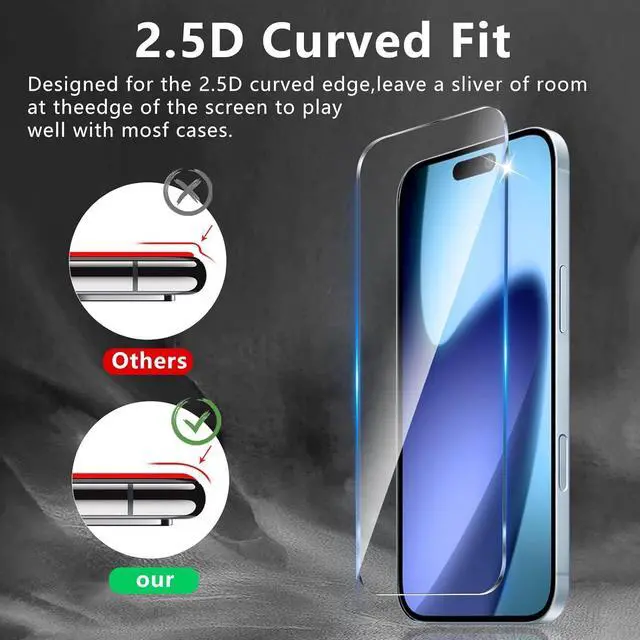 Alt view image 4 of 7 - WERLEO 3 Pack Screen Protector for iPhone Air [6.5 inch] + 3 Pack Camera Lens Protector with Installation Frame,Sensor Protection,Dynamic Island Compatible,Case Friendly Tempered Glass Film