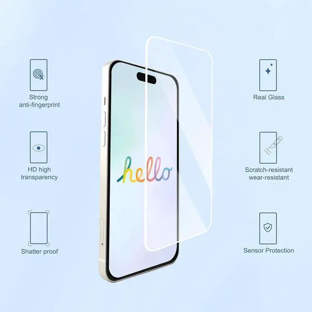 Alt view image 2 of 7 - WERLEO 3 Pack Screen Protector for iPhone 17 [6.3 inch] + 3 Pack Camera Lens Protector with Installation Frame,Sensor Protection,Dynamic Island Compatible,Case Friendly Tempered Glass Film