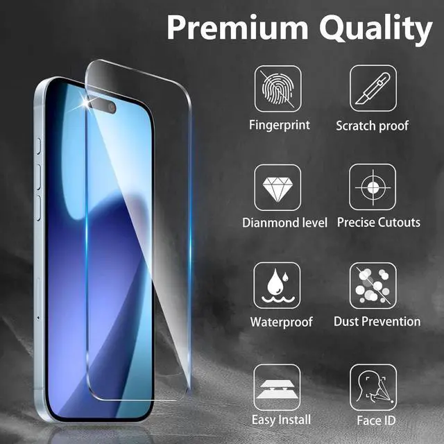 Alt view image 3 of 7 - WERLEO 3 Pack Screen Protector for iPhone 17 Pro [6.3 inch] + 3 Pack Camera Lens Protector with Installation Frame,Sensor Protection,Dynamic Island Compatible,Case Friendly Tempered Glass Film