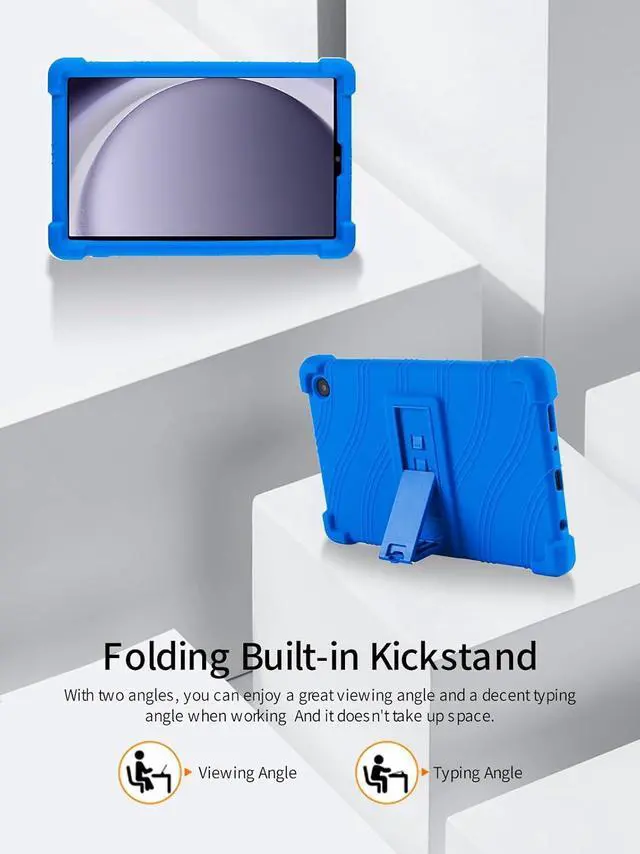 Alt view image 5 of 7 - WERLEO Case for Samsung Galaxy Tab A11 8.7 Inch 2025 Model SM-X130 / X135, Shockproof Silicone Cover for Galaxy Tab A11 8.7" with Adjustable Stand Blue
