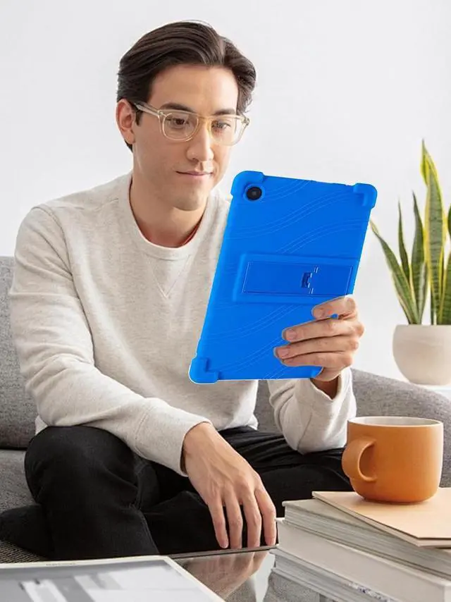 Alt view image 7 of 7 - WERLEO Case for Samsung Galaxy Tab A11 8.7 Inch 2025 Model SM-X130 / X135, Shockproof Silicone Cover for Galaxy Tab A11 8.7" with Adjustable Stand Blue