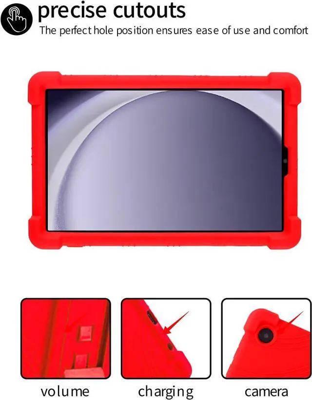 Alt view image 5 of 7 - WERLEO Case for Samsung Galaxy Tab A11 8.7 Inch 2025 Model SM-X130 / X135, Shockproof Silicone Cover for Galaxy Tab A11 8.7" with Adjustable Stand Red
