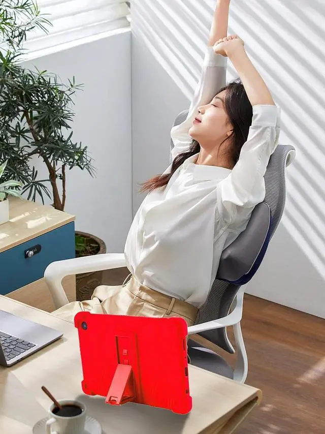 Alt view image 6 of 7 - WERLEO Case for Samsung Galaxy Tab A11 8.7 Inch 2025 Model SM-X130 / X135, Shockproof Silicone Cover for Galaxy Tab A11 8.7" with Adjustable Stand Red