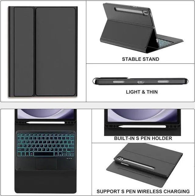 Alt view image 5 of 7 - WERLEO Bluetooth Keyboard Case for Samsung Galaxy Tab S11 11 inch 2025 SM-X730/X736B/X736E/X736U, Wireless Keyboard with Trackpad & 7-Color Backlit & 3-Angle Kickstand, Galaxy S11 11" Keyboard