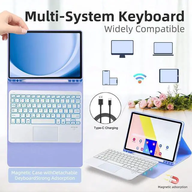 Alt view image 6 of 7 - WERLEO Bluetooth Keyboard Case for Samsung Galaxy Tab S11 11 inch 2025 SM-X730/X736B/X736E/X736U, Wireless Keyboard with Trackpad & 7-Color Backlit & 3-Angle Kickstand, Galaxy S11 11" Keyboard Purple