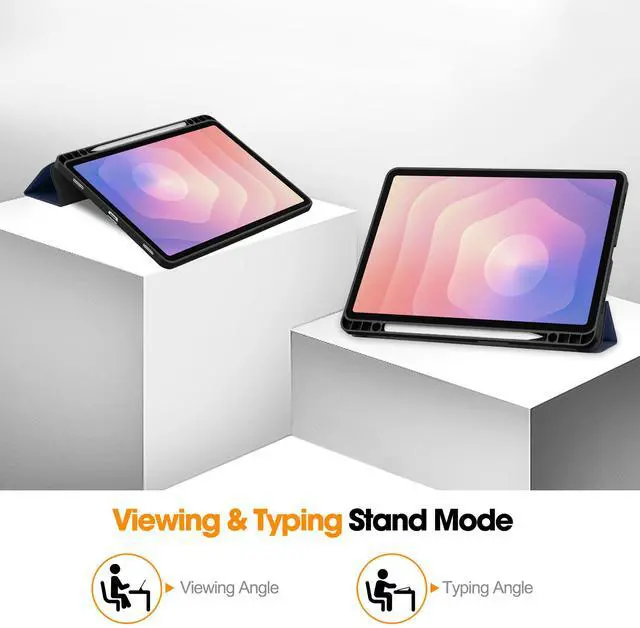 Alt view image 3 of 7 - Case for Samsung Galaxy Tab S11 11 inch 2025 SM-X730 X736B, Slim Protective Cover, Auto Wake Sleep, Soft TPU Protective Cover with Pencil Holder Stand Stylus Pen Blue