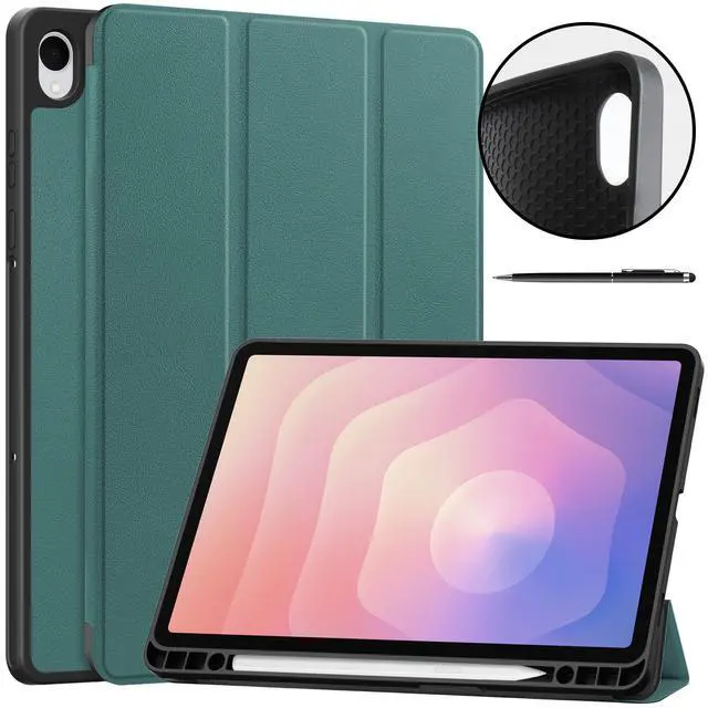 Main image of Case for Samsung Galaxy Tab S11 11 inch 2025 SM-X730 X736B, Slim Protective Cover, Auto Wake Sleep, Soft TPU Protective Cover with Pencil Holder Stand Stylus Pen Dark Green