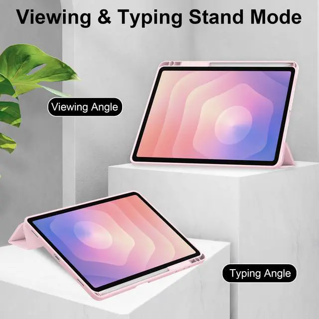 Alt view image 3 of 7 - WERLEO Case for Samsung Galaxy Tab S11 11 inch 2025 SM-X730 X736B, Tri-Fold Smart Folio Cover Auto Wake/Sleep with Clear Back/Pencil Holder Stand Pink