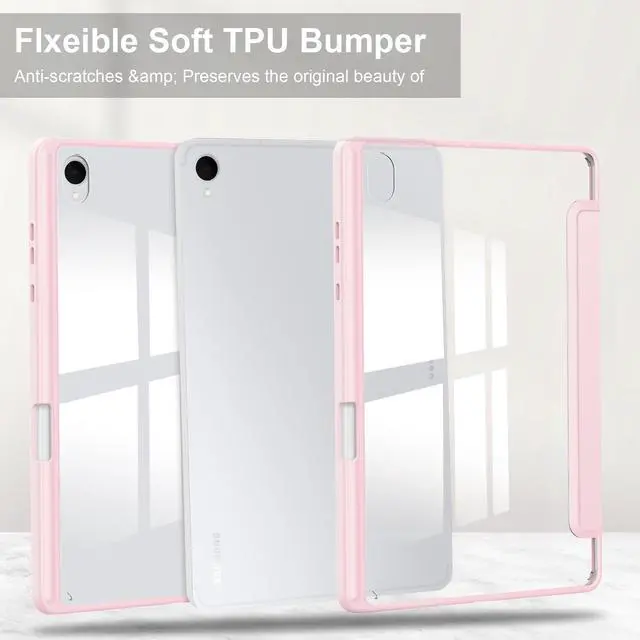 Alt view image 6 of 7 - WERLEO Case for Samsung Galaxy Tab S11 11 inch 2025 SM-X730 X736B, Tri-Fold Smart Folio Cover Auto Wake/Sleep with Clear Back/Pencil Holder Stand Pink