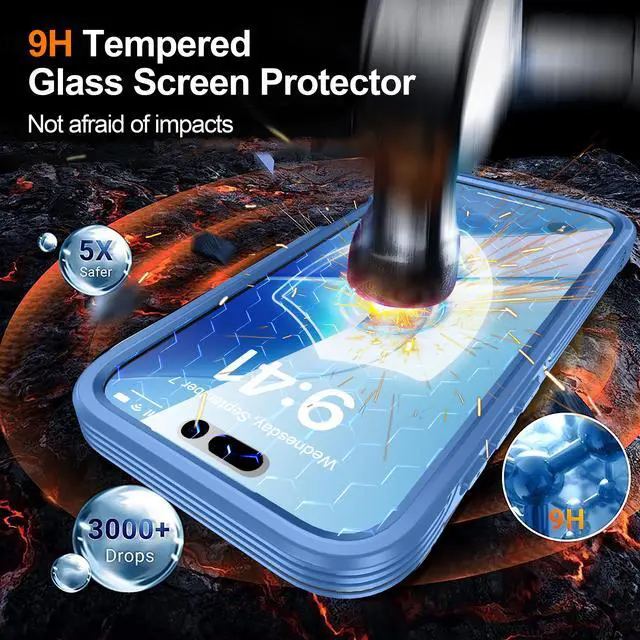 Alt view image 2 of 5 - WERLEO Magnetic Case for iPhone 17 Pro with Built-in Screen Protector, Shockproof Phone Cover with Camera Protector, Compatible with MagSafe, Full Body Phone Case Blue
