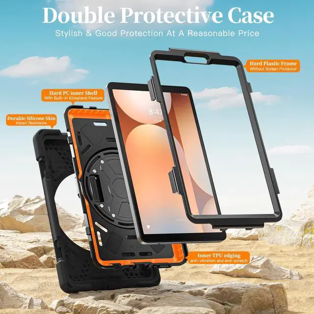 Alt view image 5 of 7 - WERLEO Case for Samsung Galaxy Tab A11 8.7 inch 2025 SM-X130 X133 X135 Shockporoof Cover with Pencil Holder Rotating Hand Strap & Stand Shoulder Strap, Universal Stylus Pen