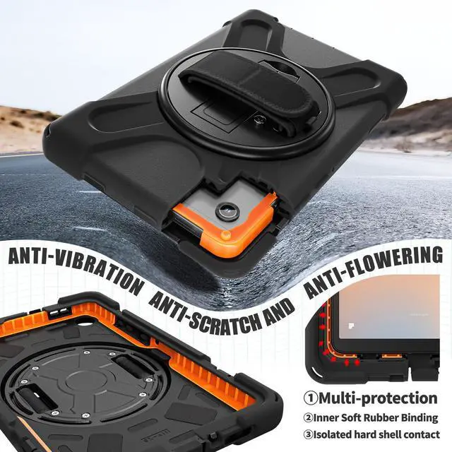 Alt view image 3 of 7 - WERLEO Case for Samsung Galaxy Tab A11 8.7 inch 2025 SM-X130 X133 X135 Shockporoof Cover with Pencil Holder Rotating Hand Strap & Stand Shoulder Strap, Universal Stylus Pen