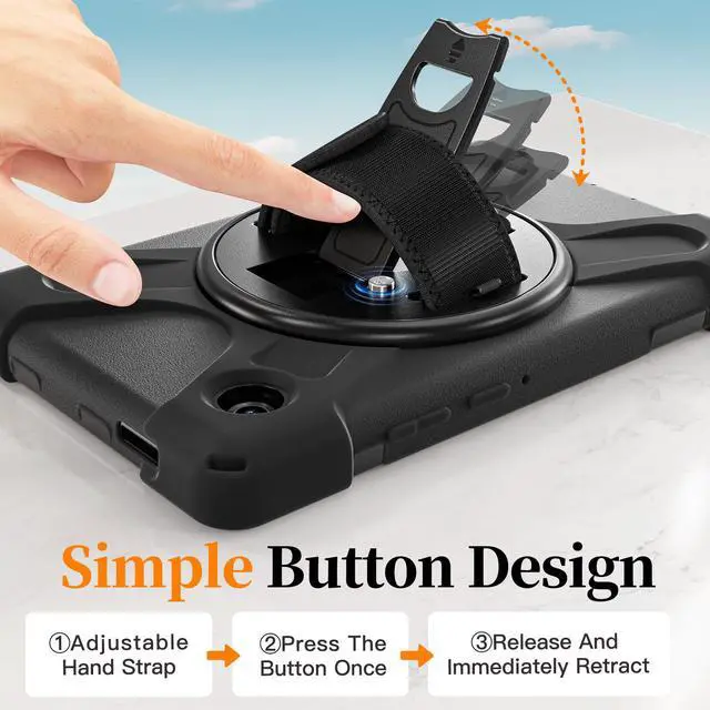 Alt view image 6 of 7 - WERLEO Case for Samsung Galaxy Tab A11 8.7 inch 2025 SM-X130 X133 X135 Shockporoof Cover with Pencil Holder Rotating Hand Strap & Stand Shoulder Strap, Universal Stylus Pen