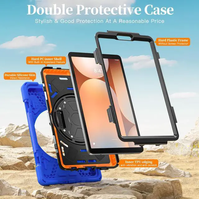 Alt view image 7 of 7 - WERLEO Case for Samsung Galaxy Tab A11 8.7 inch 2025 SM-X130 X133 X135 Shockporoof Cover with Pencil Holder Rotating Hand Strap & Stand Shoulder Strap, Universal Stylus Pen Blue