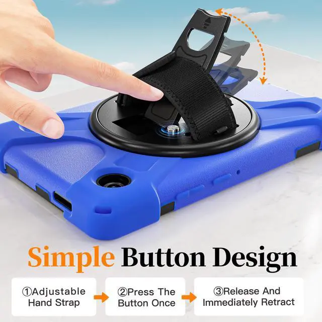 Alt view image 5 of 7 - WERLEO Case for Samsung Galaxy Tab A11 8.7 inch 2025 SM-X130 X133 X135 Shockporoof Cover with Pencil Holder Rotating Hand Strap & Stand Shoulder Strap, Universal Stylus Pen Blue