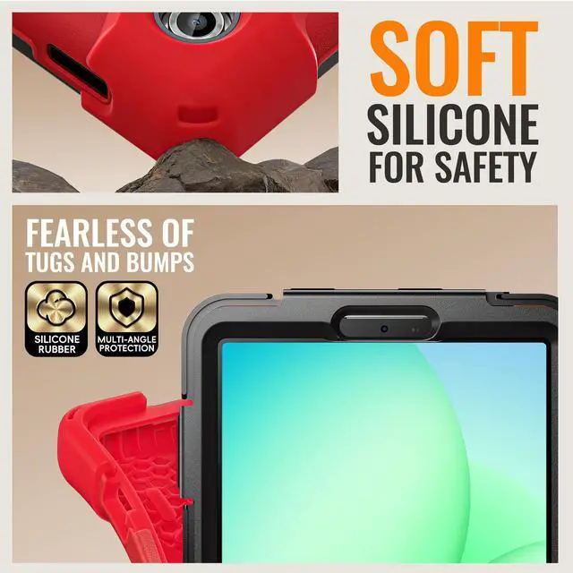 Alt view image 5 of 7 - WERLEO Protective Case for Samsung Galaxy Tab A11 8.7 inch 2025 SM-X130 X133 X135 Shockporoof Cover with Pencil Holder Rotating Hand Strap & Stand Shoulder Strap Red