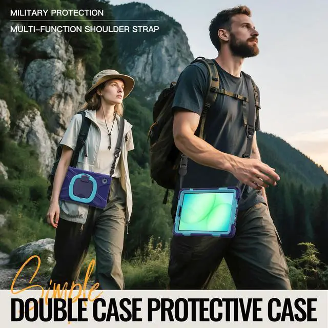 Alt view image 5 of 7 - WERLEO Protective Case for Samsung Galaxy Tab A11 8.7 inch 2025 SM-X130 X133 X135 Shockporoof Cover with Pencil Holder Rotating Hand Strap & Stand Shoulder Strap, blue