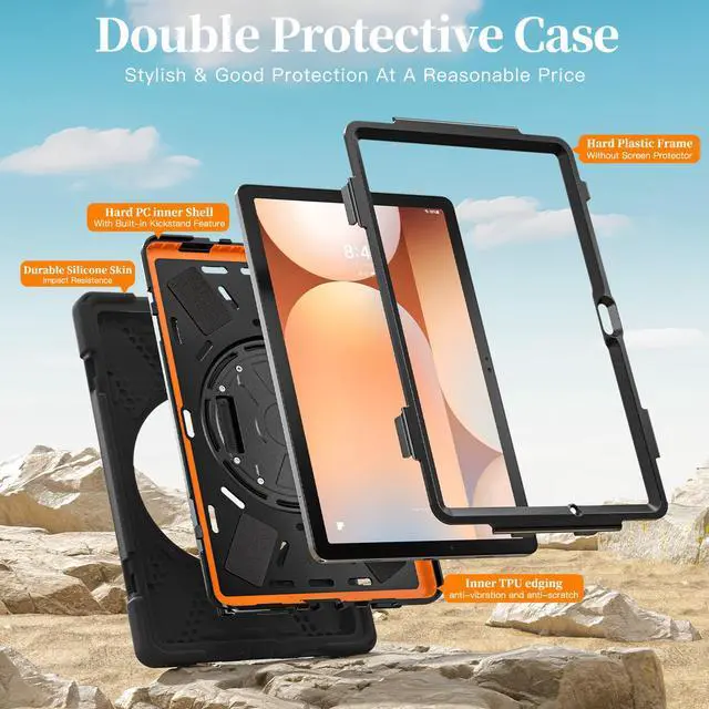Alt view image 7 of 7 - WERLEO Case for Samsung Galaxy Tab A11 Plus / A11+ 11 Inch 2025 SM-X310/X315/X236/X235/X230 Shockporoof Cover with Pencil Holder Rotating Hand Strap & Stand Shoulder Strap, Universal Stylus Pen