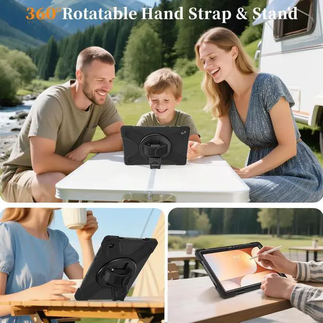 Alt view image 4 of 7 - WERLEO Case for Samsung Galaxy Tab A11 Plus / A11+ 11 Inch 2025 SM-X310/X315/X236/X235/X230 Shockporoof Cover with Pencil Holder Rotating Hand Strap & Stand Shoulder Strap, Universal Stylus Pen