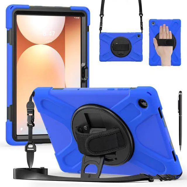 Main image of WERLEO Case for Samsung Galaxy Tab A11 Plus / A11+ 11 Inch 2025 SM-X310/X315/X236/X235/X230 Shockporoof Cover with Pencil Holder Rotating Hand Strap & Stand Shoulder Strap, Universal Stylus Pen Blue