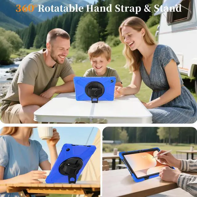 Alt view image 7 of 7 - WERLEO Case for Samsung Galaxy Tab A11 Plus / A11+ 11 Inch 2025 SM-X310/X315/X236/X235/X230 Shockporoof Cover with Pencil Holder Rotating Hand Strap & Stand Shoulder Strap, Universal Stylus Pen Blue