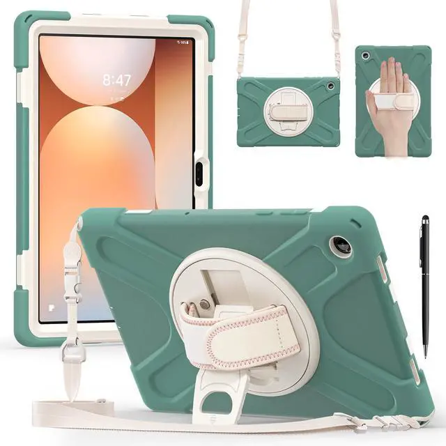 Main image of WERLEO Case for Samsung Galaxy Tab A11 Plus / A11+ 11 Inch 2025 SM-X310/X315/X236/X235/X230 Shockporoof Cover with Pencil Holder Rotating Hand Strap & Stand Shoulder Strap, Universal Stylus Pen