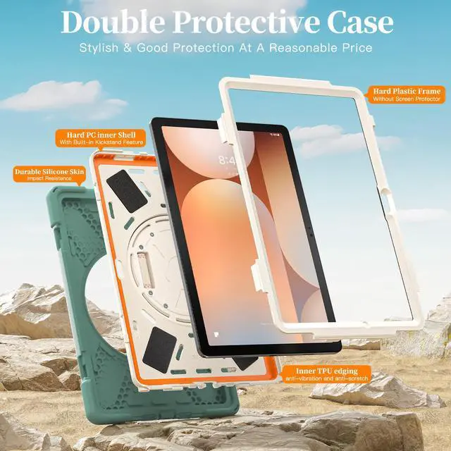 Alt view image 3 of 7 - WERLEO Case for Samsung Galaxy Tab A11 Plus / A11+ 11 Inch 2025 SM-X310/X315/X236/X235/X230 Shockporoof Cover with Pencil Holder Rotating Hand Strap & Stand Shoulder Strap, Universal Stylus Pen