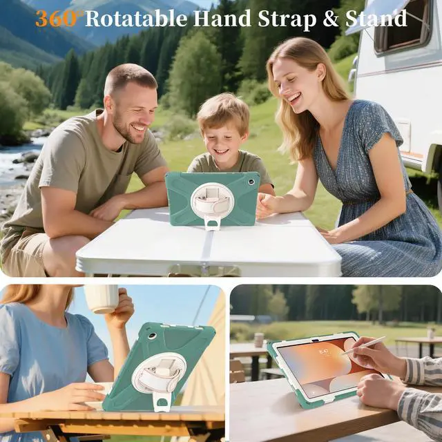 Alt view image 6 of 7 - WERLEO Case for Samsung Galaxy Tab A11 Plus / A11+ 11 Inch 2025 SM-X310/X315/X236/X235/X230 Shockporoof Cover with Pencil Holder Rotating Hand Strap & Stand Shoulder Strap, Universal Stylus Pen