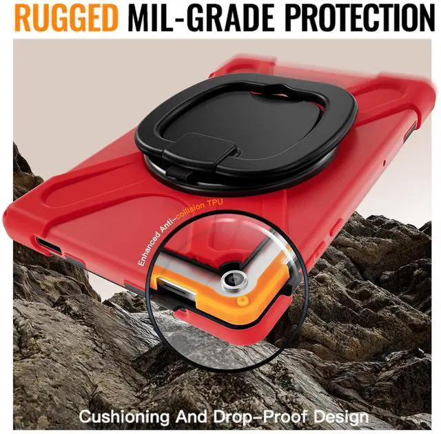 Alt view image 2 of 7 - WERLEO Protecive Case for Samsung Galaxy Tab A11 Plus / A11+ 11 Inch 2025 Shockporoof Cover with Pencil Holder Rotating Hand Strap & Stand Shoulder Strap Red